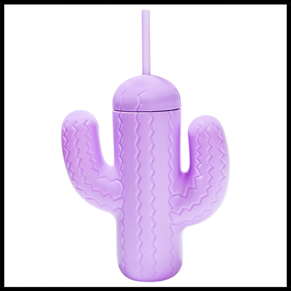 Pink Cactus cup 21 oz with lid & reusable straw 🌵